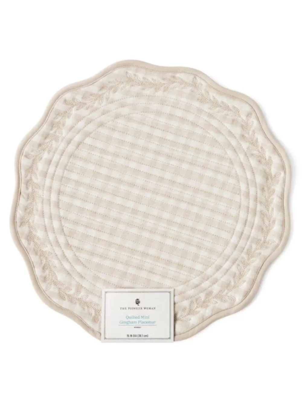 The Pioneer Woman Home Beige Gingham Quilted Woven Placemat Round Table Decor